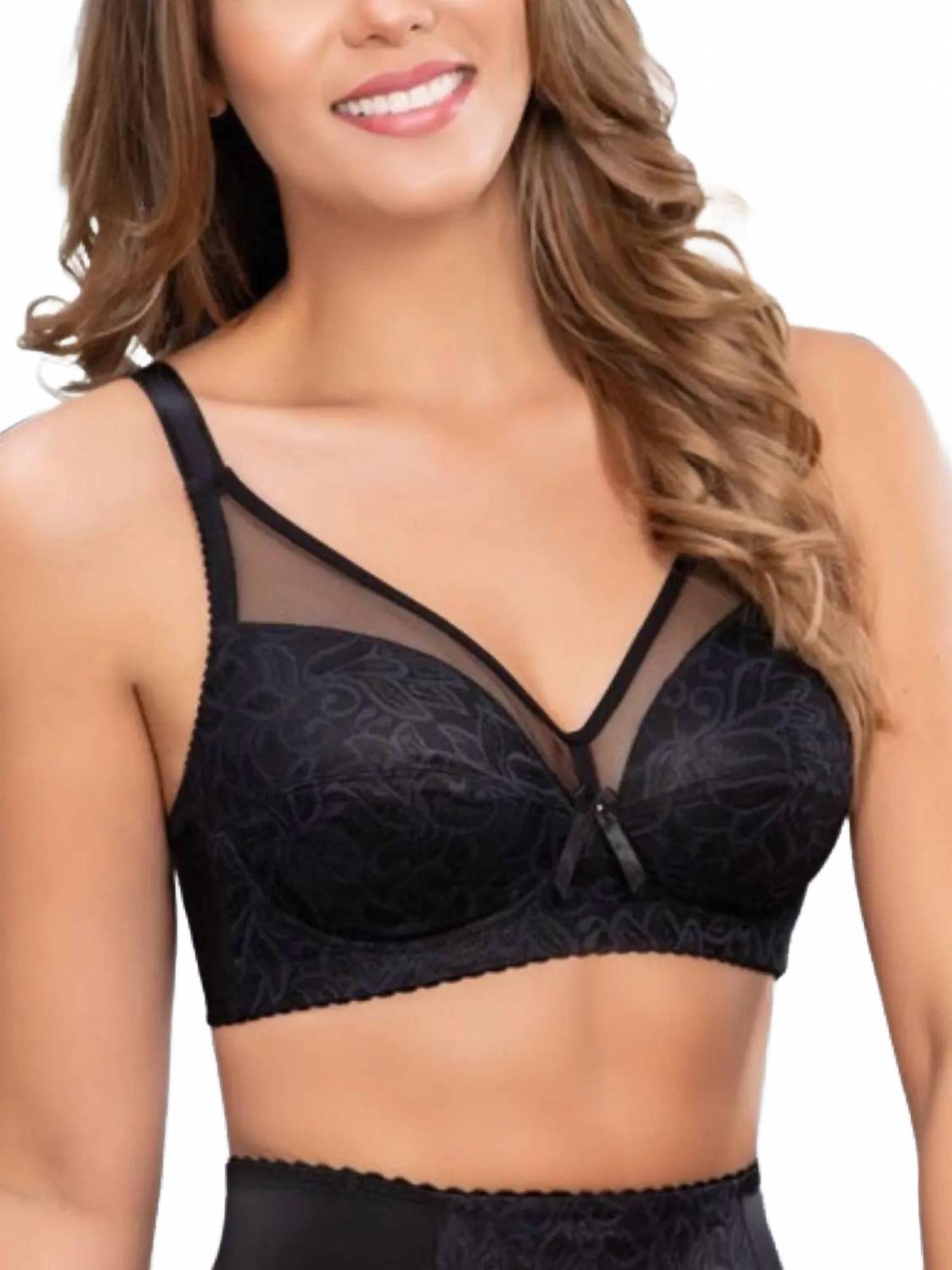 

Элегантное кружевное бюстгальтер с застежкой на спине в черном цвете Siluets