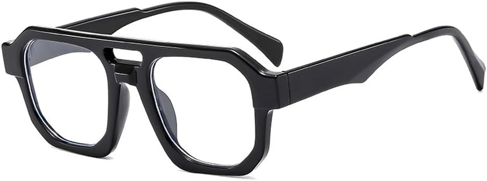 

Солнцезащитные очки в стиле ретро с двойной перемычкой, многоугольные, квадратные, женские, с прозрачными линзами цвета морской волны, защита от УФ-излучения UV400, мужские, панк, оливково-зеленые SKFGNX, Black Clear