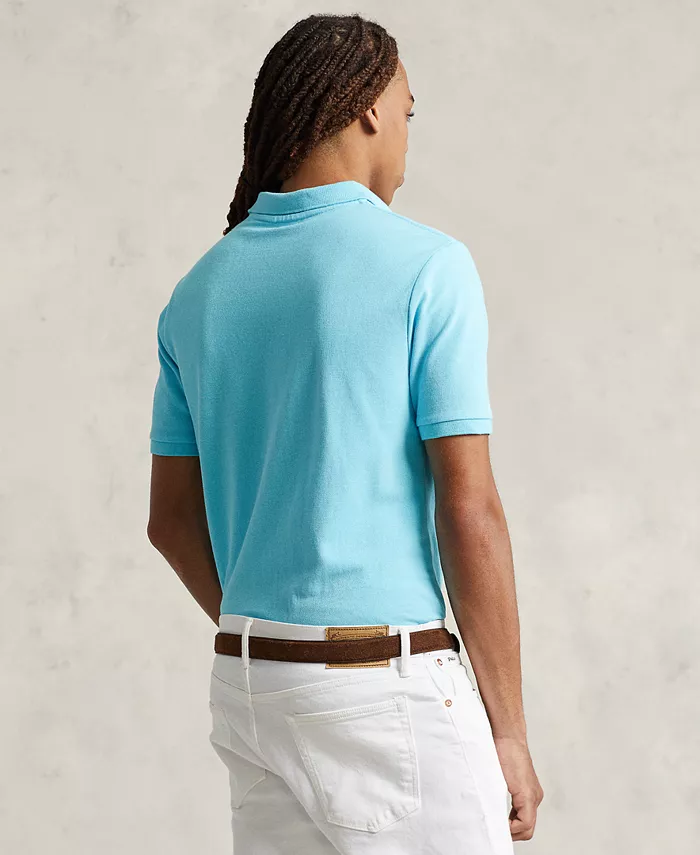 Мужская поло Custom Slim Fit с сетчатой тканью Polo Ralph Lauren, синий — фото 4