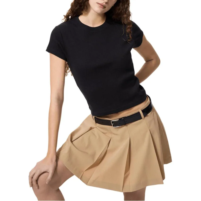 

UNIQLO SS26 Футболка женская черная Crew Neck, Черный, UNIQLO SS26 Футболка женская черная Crew Neck