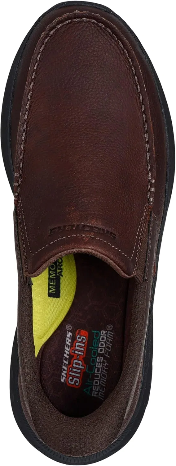 Лоферы мужские с кожаным верхом Skechers, красный/коричневый — фото 3