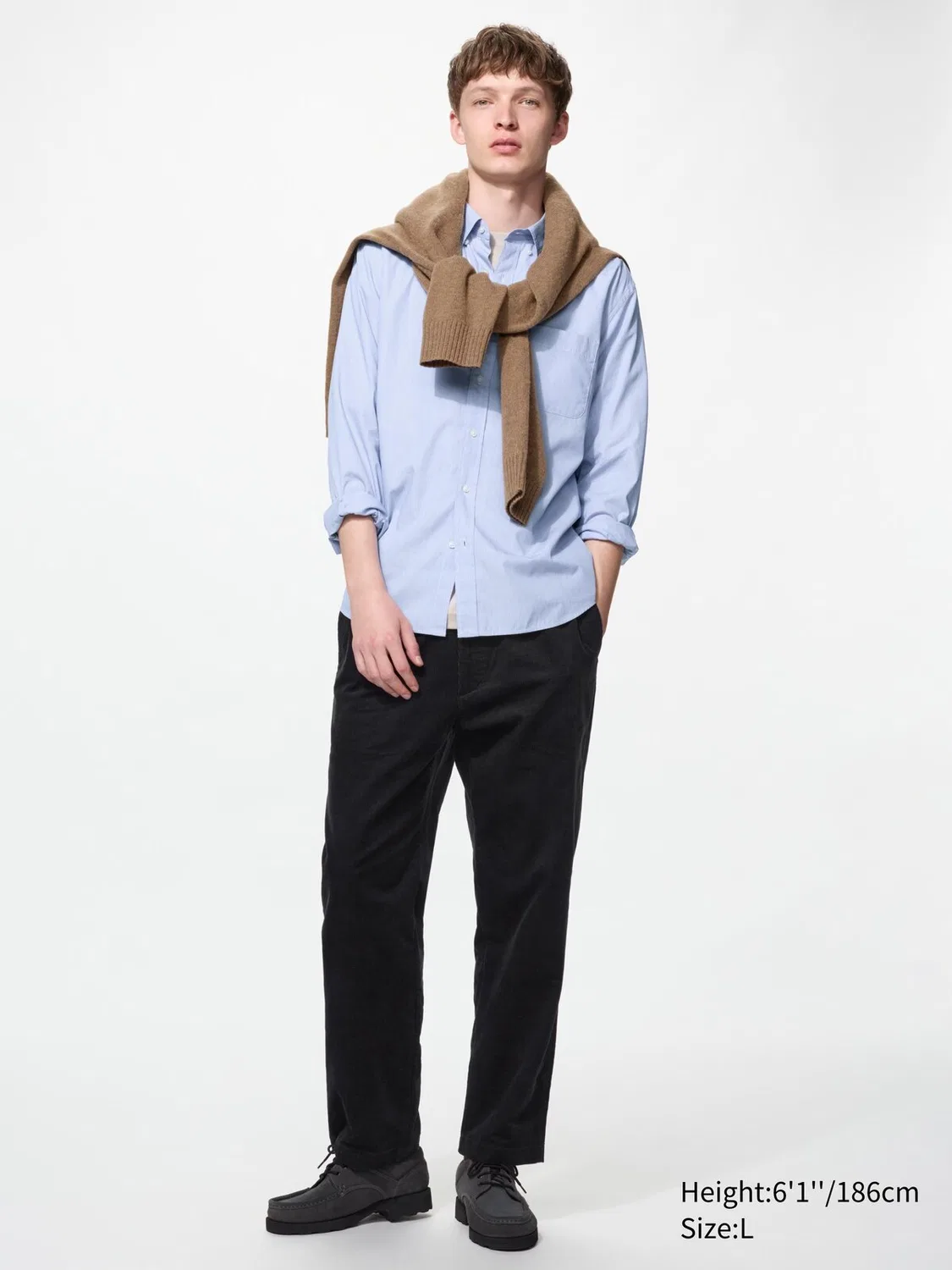 Брюки Uniqlo, вельветовые, свободного кроя до щиколотки, черный