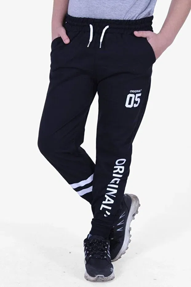 Детские спортивные штаны для мальчиков с принтом Original text printed Fyk Kids, Black — фото 3