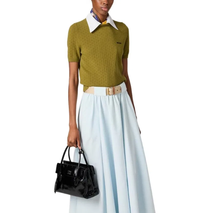 Женский кашемировый свитер Regular Fit MIU MIU, Fern Green — фото 3