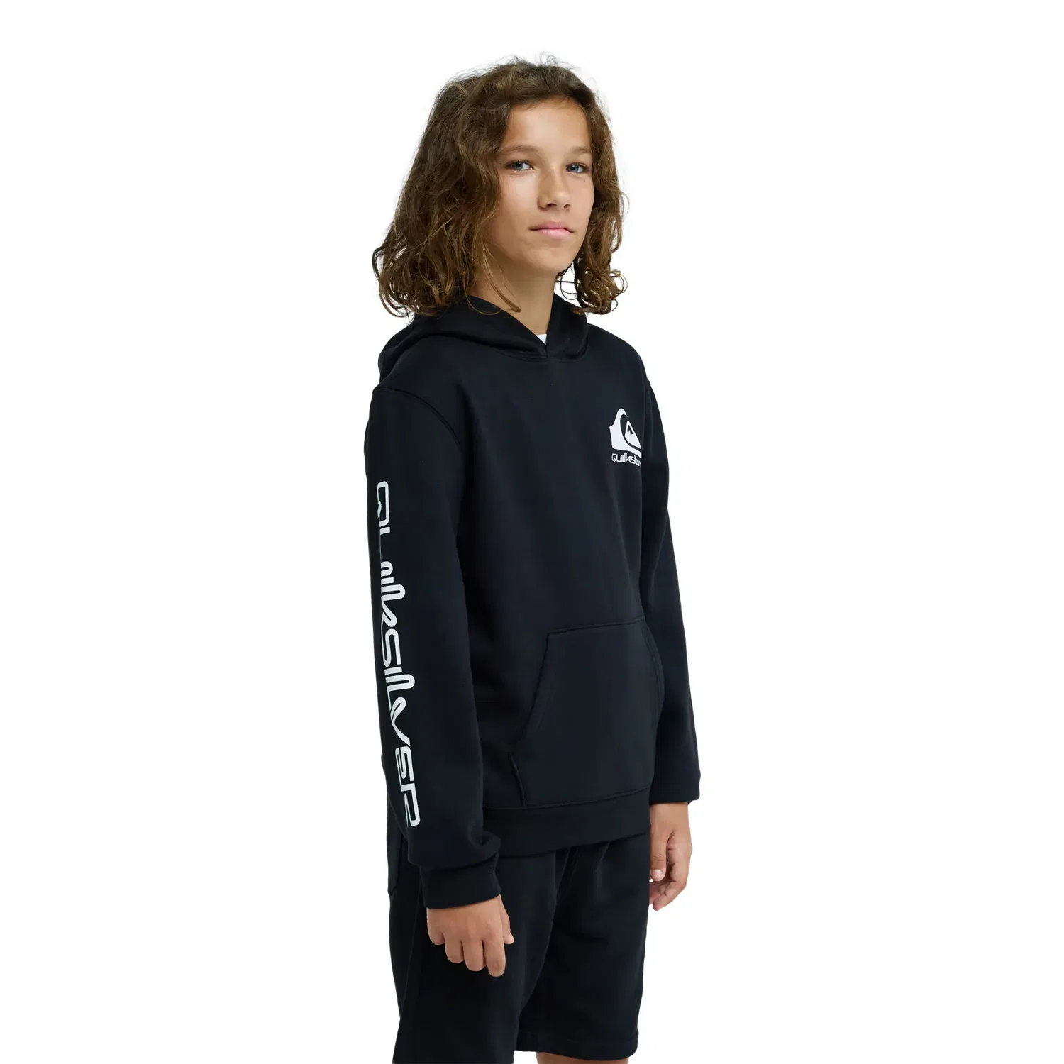 Детская худи для мальчиков с принтом Omni Logo Quiksilver, Black — фото 3