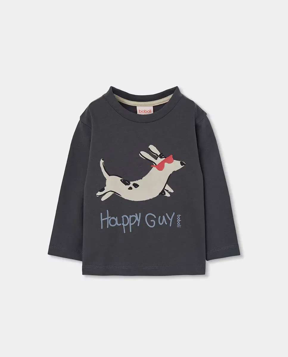 Детская футболка для мальчиков с длинным рукавом Happy Guy Boboli, Красный / Черный