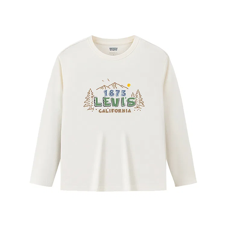 Детская футболка с круглым вырезом Grade School Levi's, White Egret White