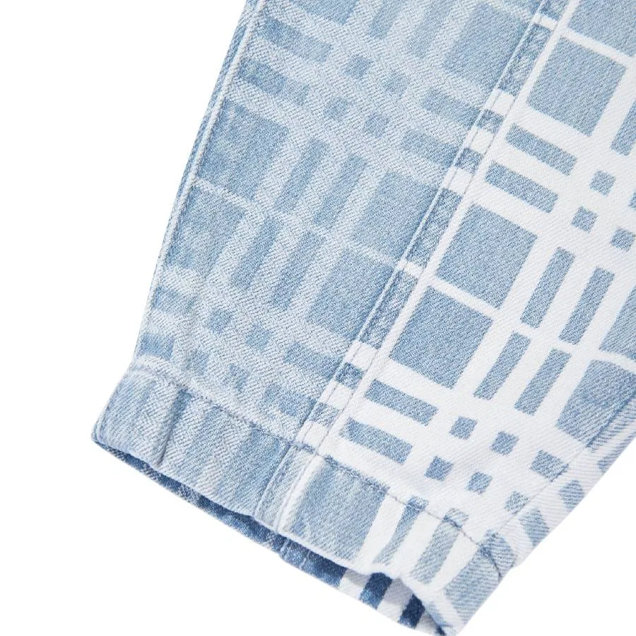 Джинсы с принтом в клетку Kids Check-Pattern Tapered-Leg Jeans Burberry, Blue — фото 4