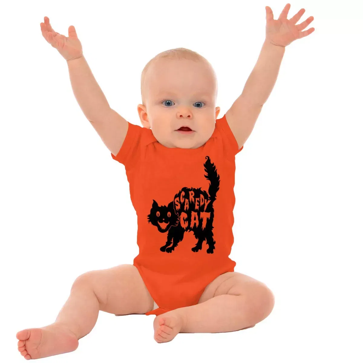 Детское боди для девочек с принтом Vintage Halloween Scaredy Cat Cute Baby Bodysuit Jumper Brisco Brands, Black — фото 3