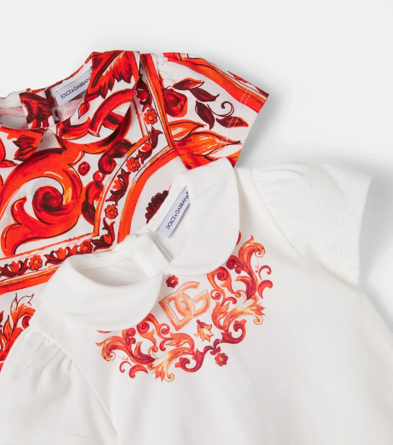 Комплект из 2 хлопковых боди Майолика Dolce&Gabbana Kids, оранжевый — фото 4