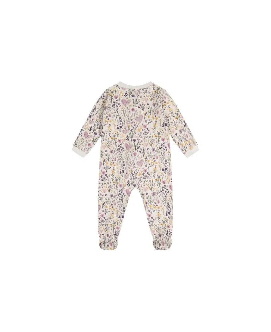 Детский слип с принтом и длинным рукавом, модель Heart Print Deux par Deux, Beige With Hearts Print — фото 2