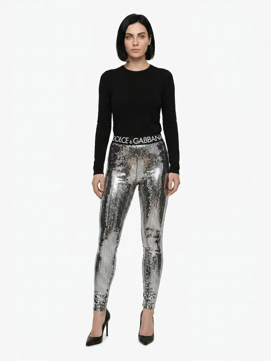 Женские леггинсы хлопковые Dolce & Gabbana, Silver