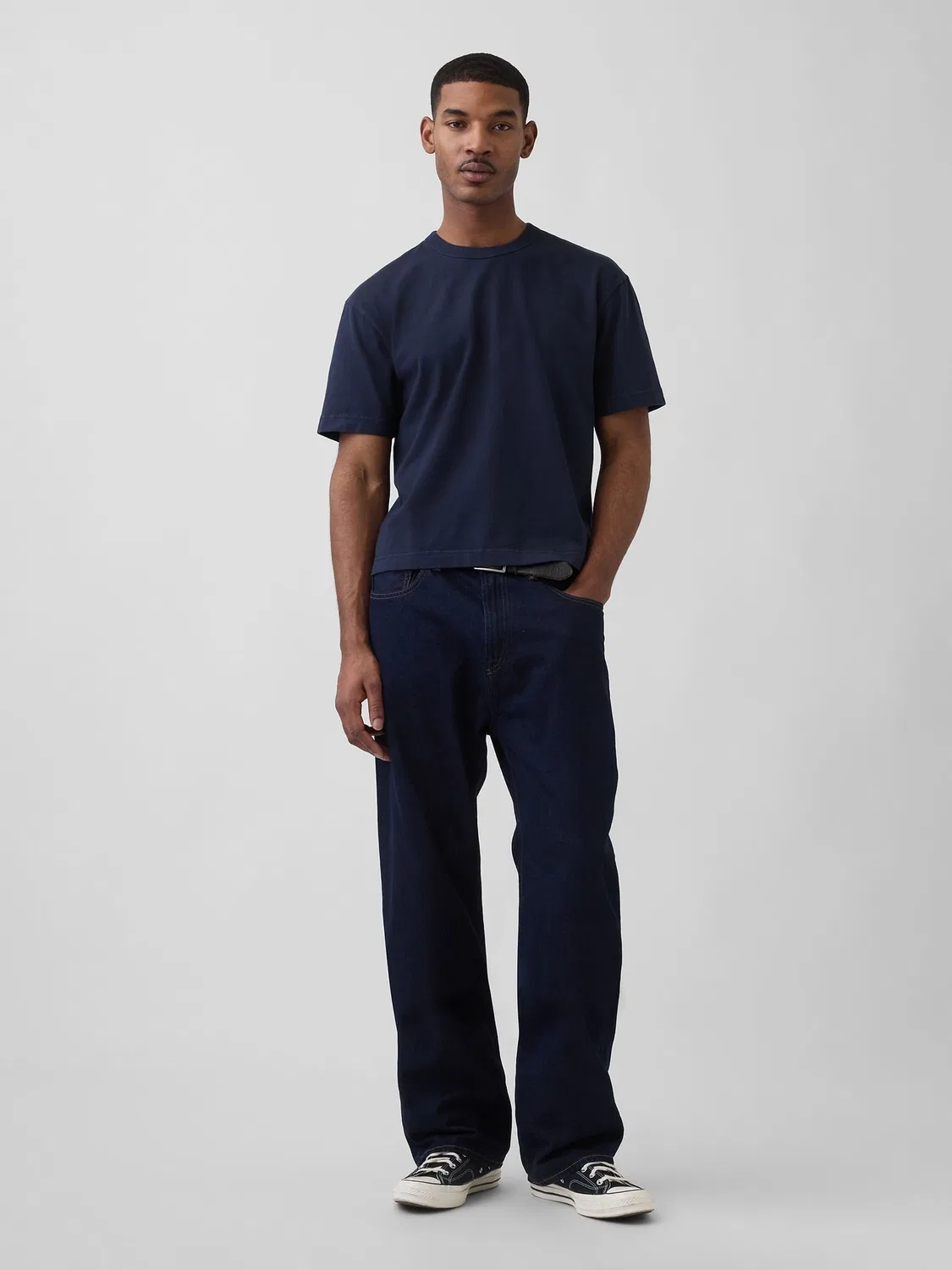 Футболка свободная Gap Navy Heavyweight Boxy, темно-синий — фото 3