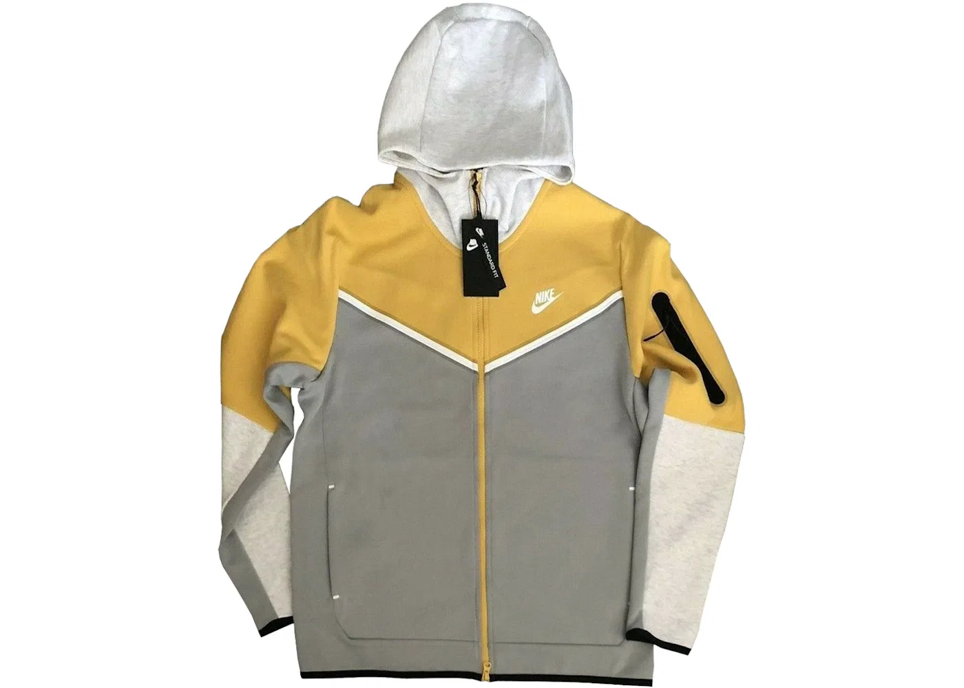 Мужская куртка из футера Tech Fleece с полной застежкой-молнией Nike, Mustard/Grey/Black