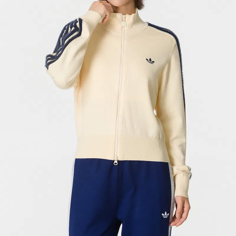Женская куртка с воротником-стойкой Warm Vanilla/deep Indigo Adidas Originals, Warm Vanilla/Deep Indigo — фото 3