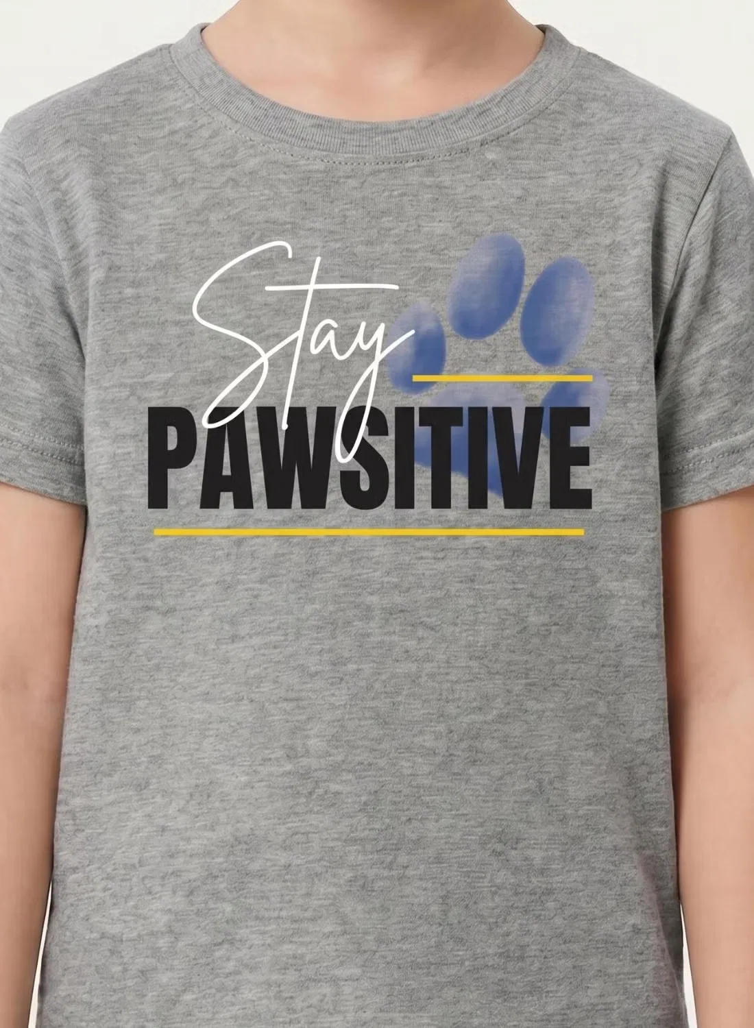 Футболка с принтом Stay pawsitive Babyqlo, серый — фото 4