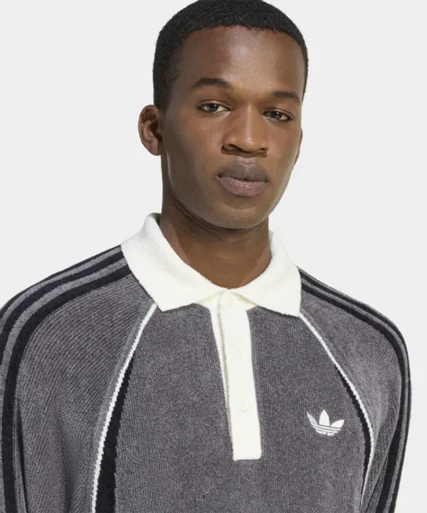 Поло с принтом, ретро, Adidas, серый — фото 4