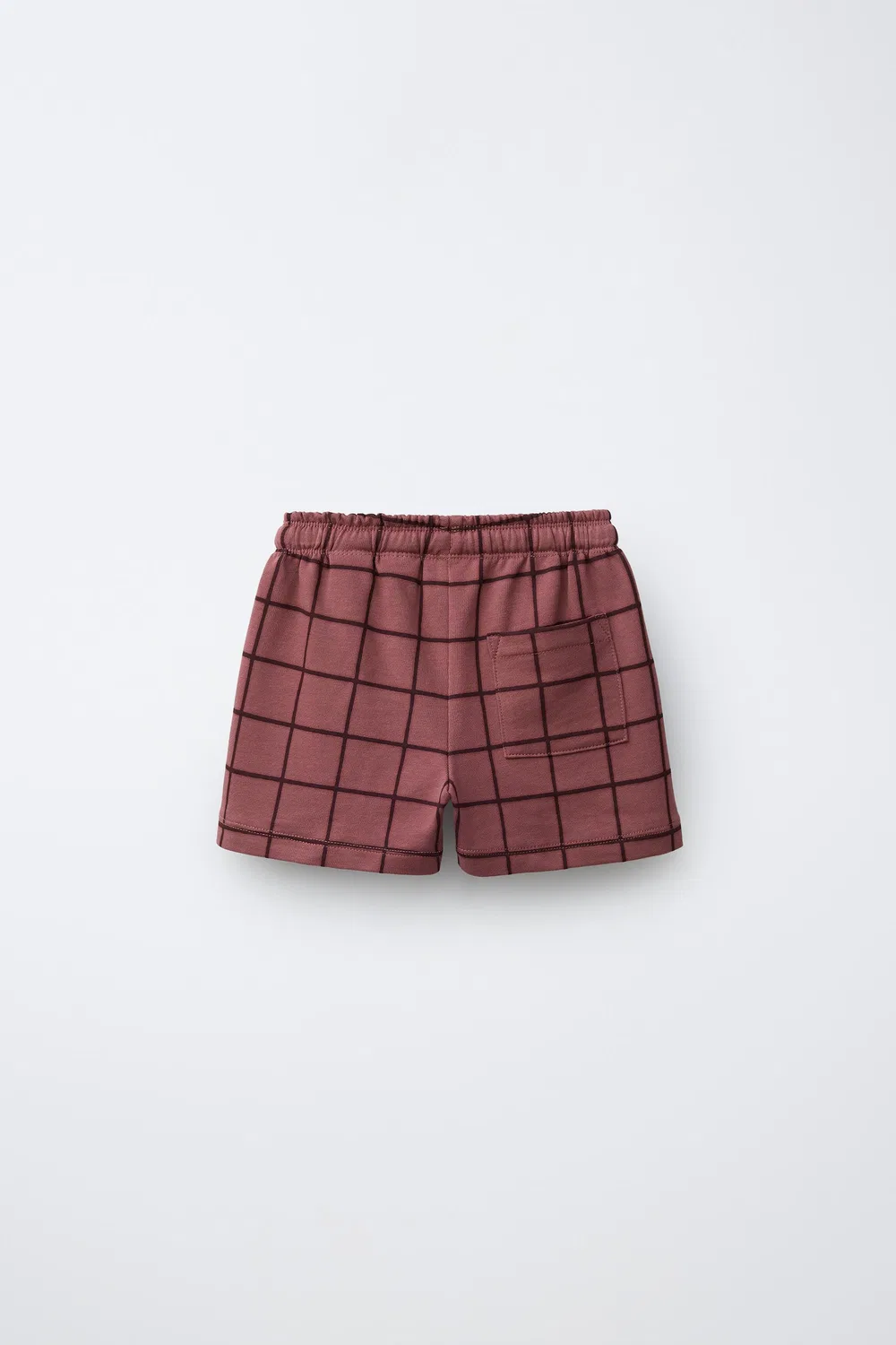 Шорты-бермуды с клетчатым принтом ZARA, Burgundy — фото 2