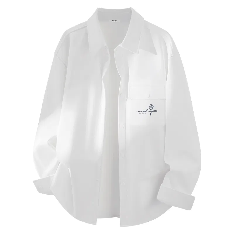 Детская рубашка хлопковая MINISO, White (B Flower Language Line Chest Logo)