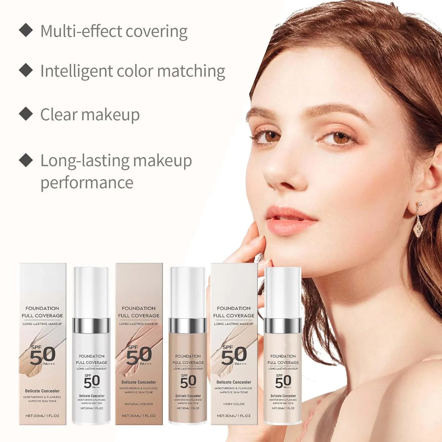Крем-основа матовая полного покрытия SPF 50 PA+++ Rubu22a 30 ml, Ivory — фото 4