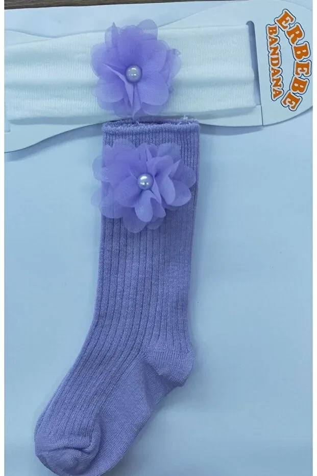 Детский комплект носков и банданы Özkardeşler Baby, Lilac