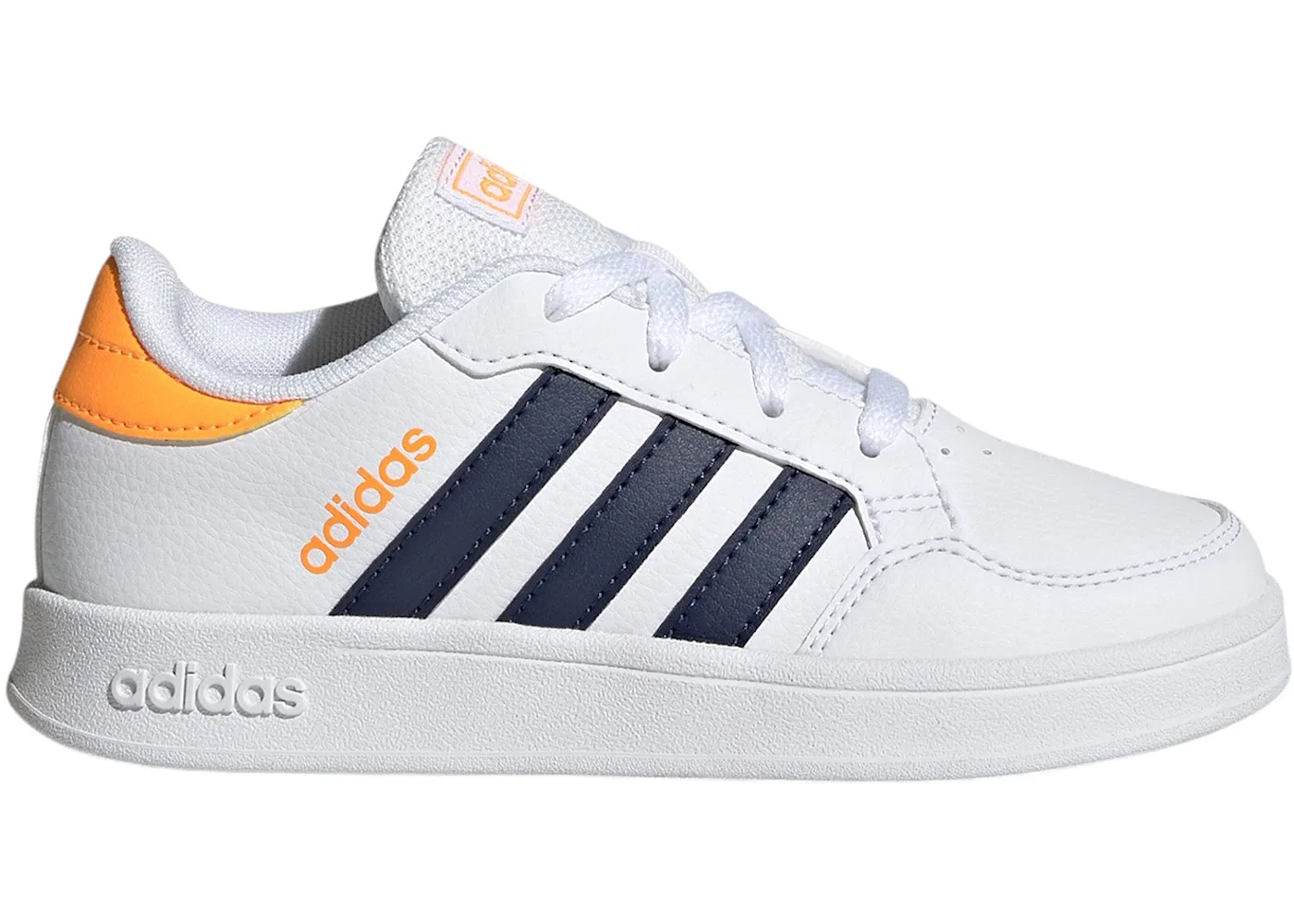 Детские кроссовки с контрастными вставками Adidas Breaknet, Cloud White Dark Blue Flash Orange