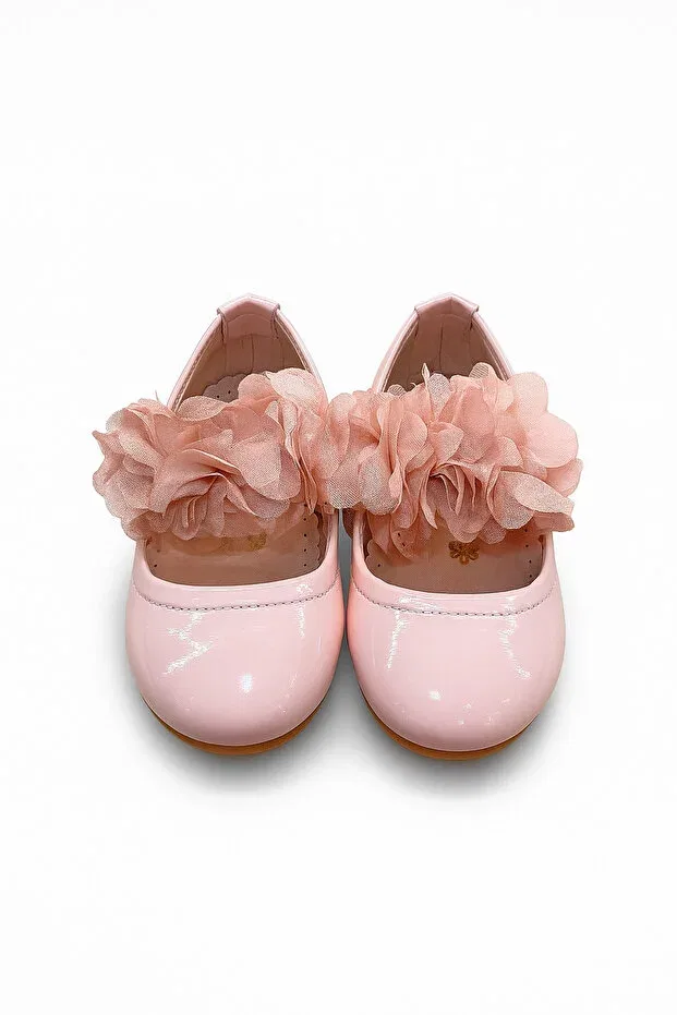 Детские балетки для девочек с блестящей лакированной кожи Eren Premium, Pink