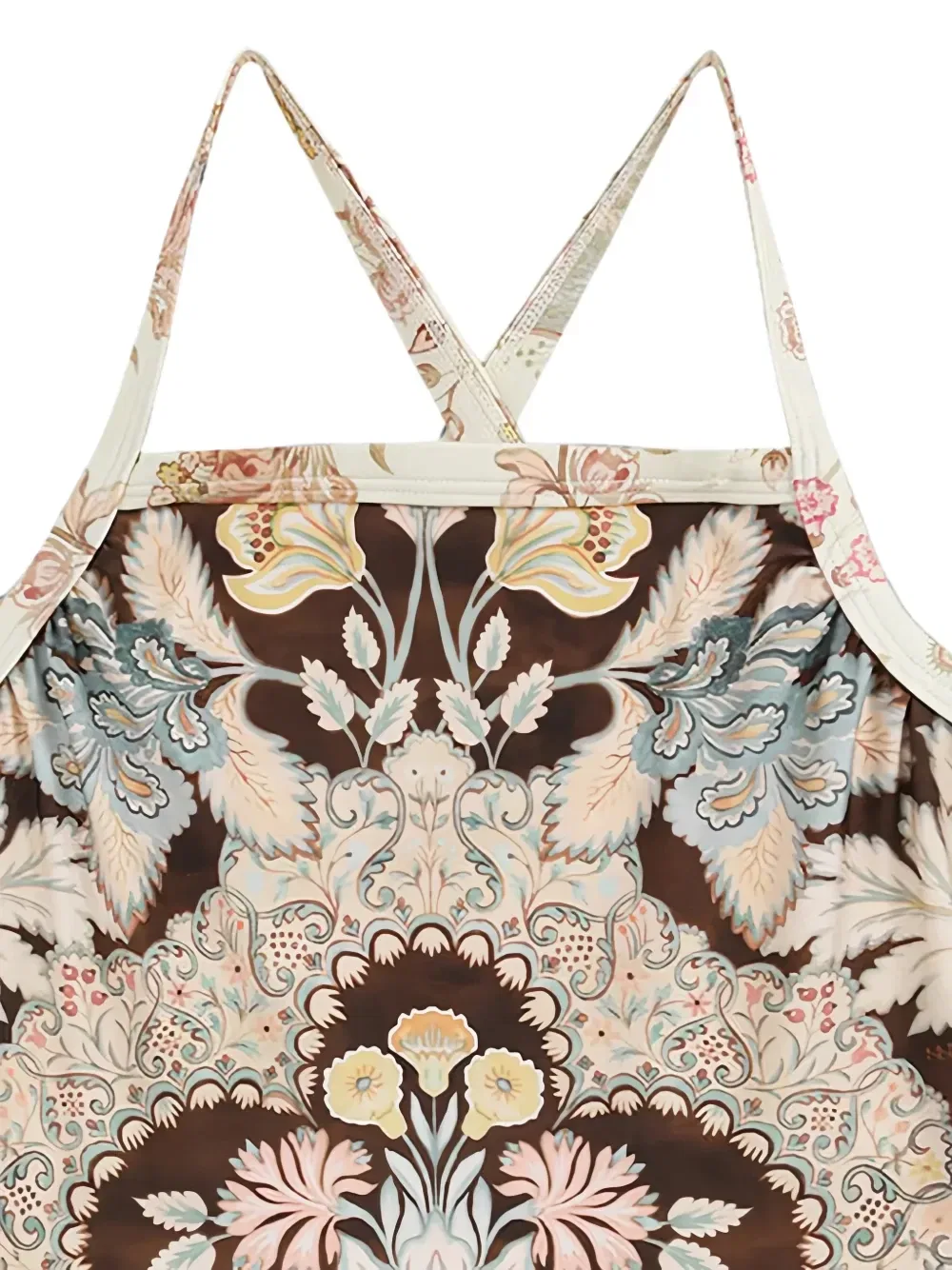 Купальник с цветочным принтом и оборками Zimmermann Kids, коричневый — фото 2