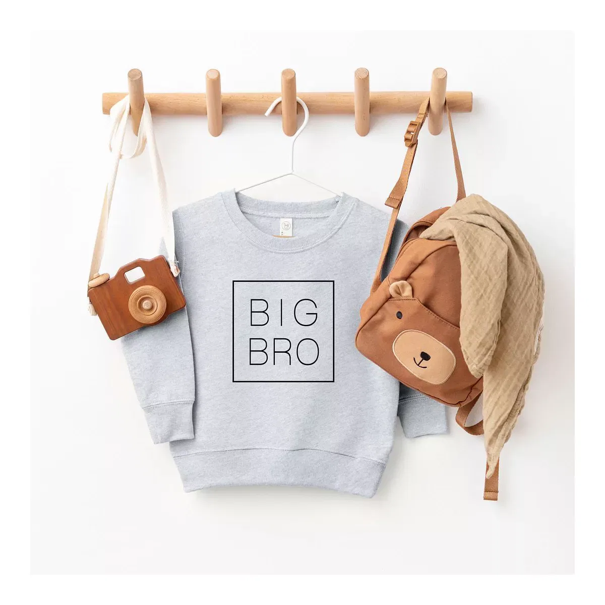 Детский свитшот для мальчиков с принтом Big Bro Square The Juniper Shop, Heather Grey — фото 2
