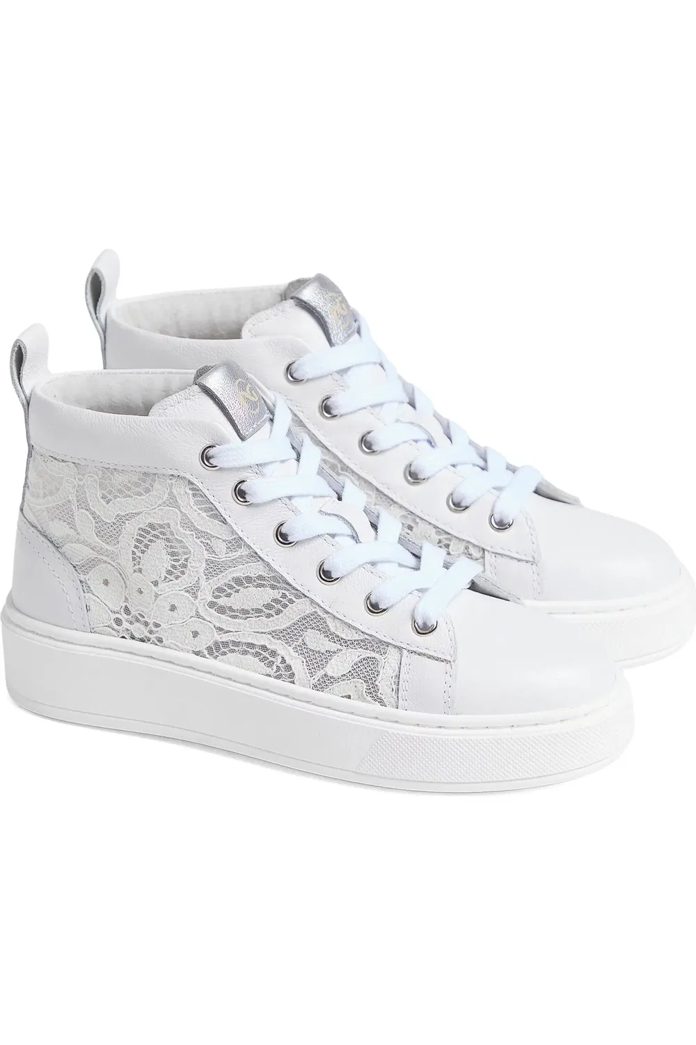 Кроссовки детские с цветочной сеткой Floral Mesh High Top NeroGiardini, белый