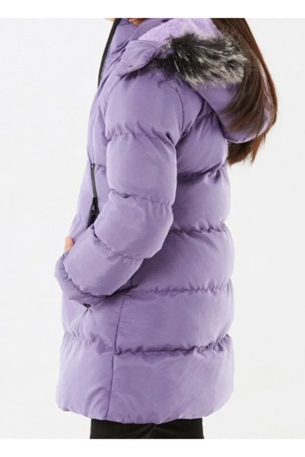 Детское пальто для девочек с капюшоном Irem Çocuk Giyim, Lilac — фото 4
