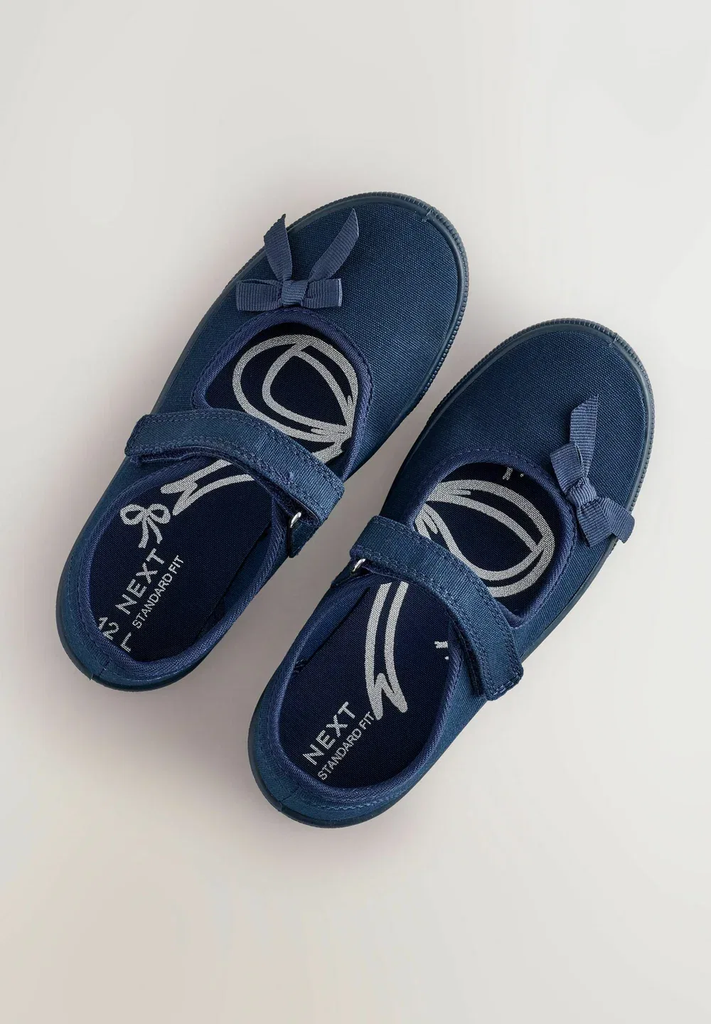 Стандартный крой - кеды с бантом - балетки с ремешком на щиколотке Next, Navy Blue — фото 3