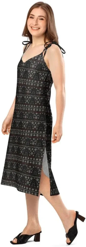 Женское платье-комбинация с готической ёлкой Tie-Strap Midi Slip Dress, White