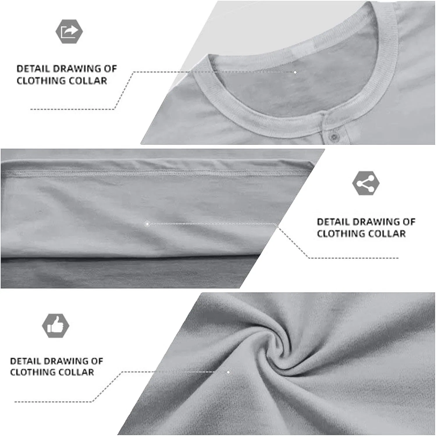 Мужская футболка с длинным рукавом Henley, Cotton, Gray — фото 4