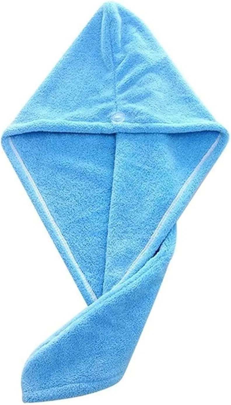 Шапочка для сушки волос из микрофибры QYRKYP, 1 шт, 25x65 см, Синий