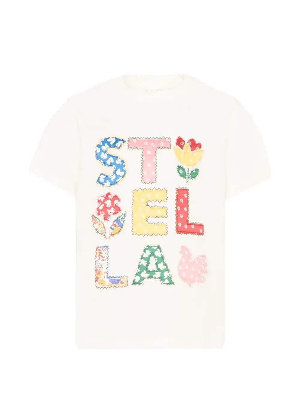 Футболка с логотипом-пэчворком Stella Mccartney Kids, белый
