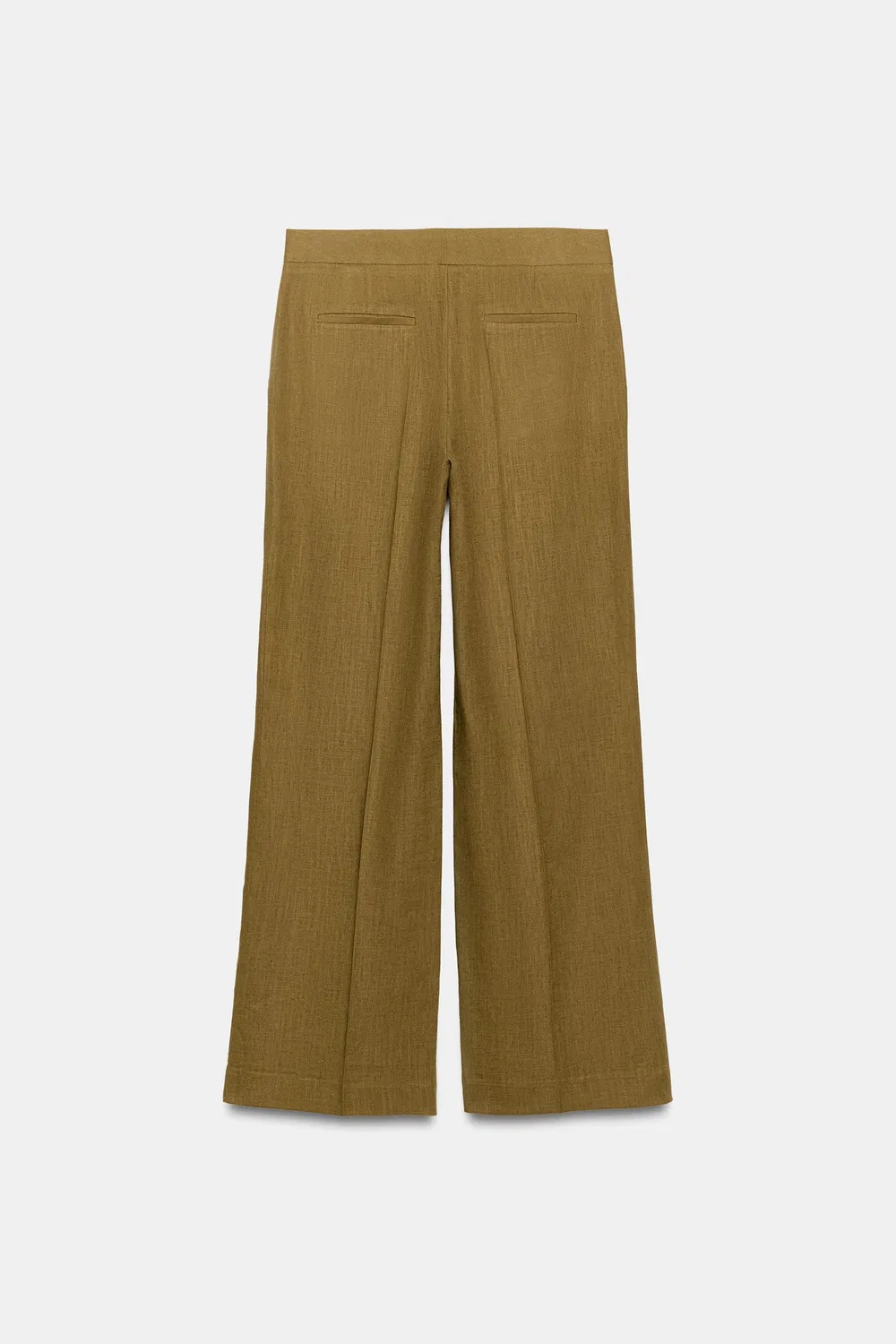 Прямые брюки из смеси льна ZARA, Oil — фото 4