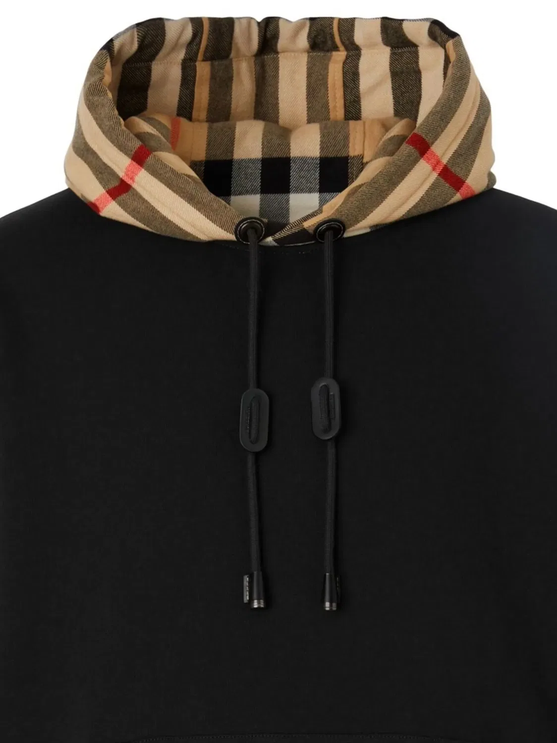 Худи Check‑Hood хлопковое Burberry, черный — фото 2