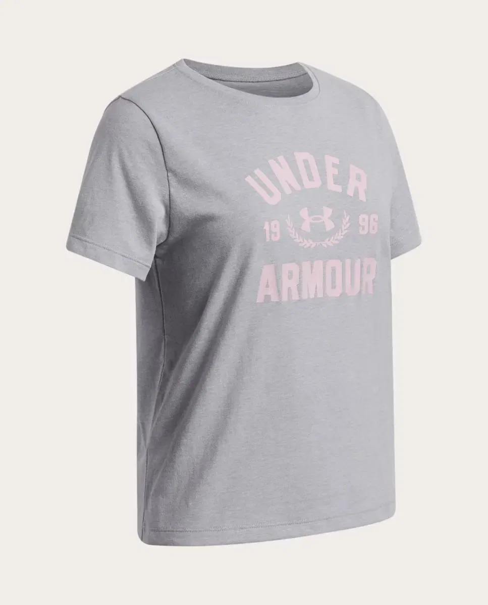 Детская футболка для мальчиков хлопковая UA G Varsity SS Under Armour, Gris Medio — фото 3