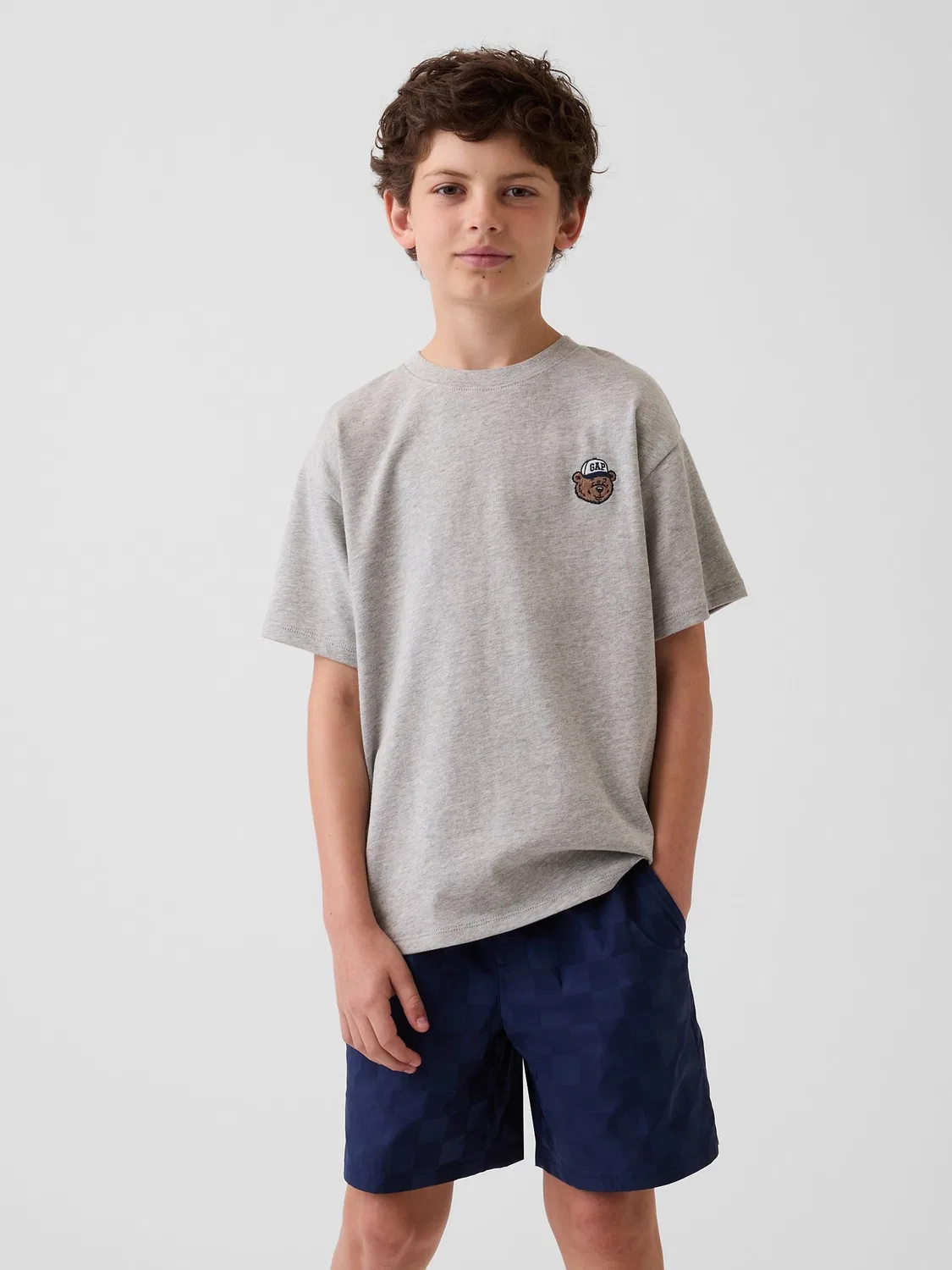 Футболка с логотипом Gap Grey Brannan Bear, серая