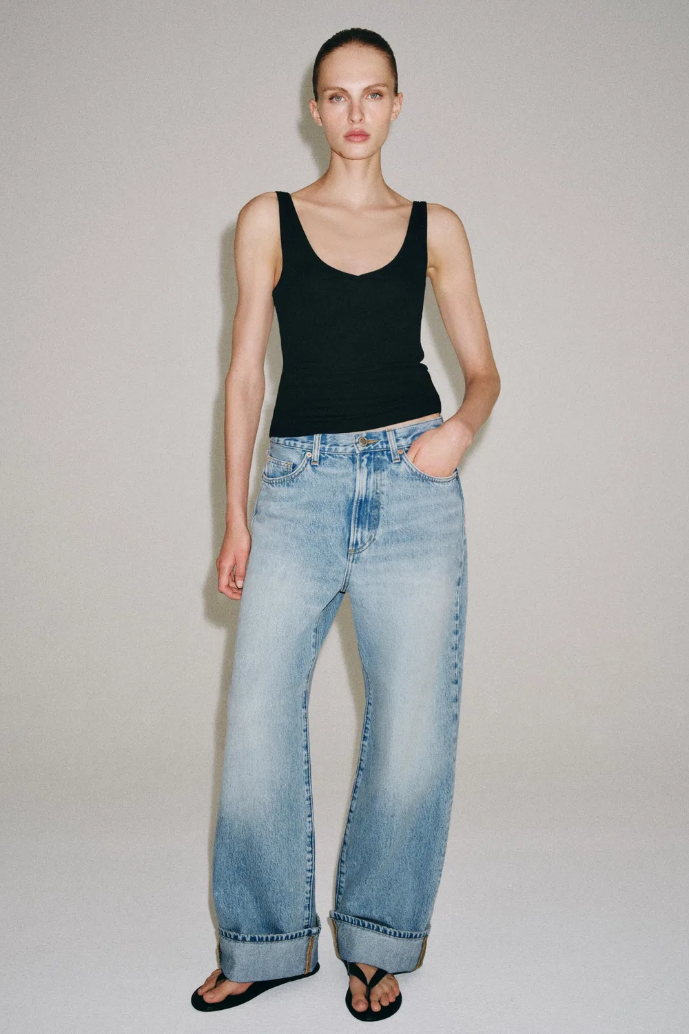 Джинсы свободного кроя средней посадки из коллекции ZW ZARA, Light blue — фото 2