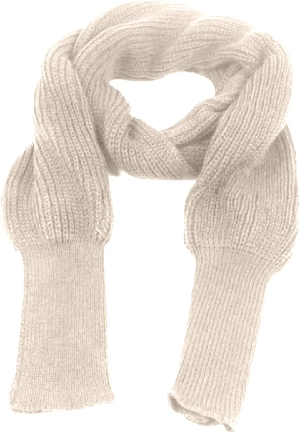 Женский вязаный кардиган-шраг с рукавами, модель Scarf with Sleeves, бежевый — фото 3