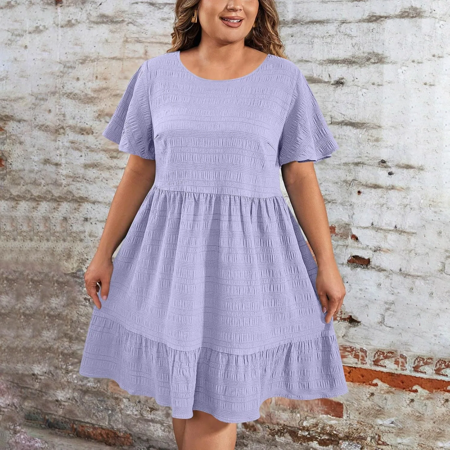 Женское платье-миди свободного кроя Casual Summer Swing Dress, Purple — фото 3