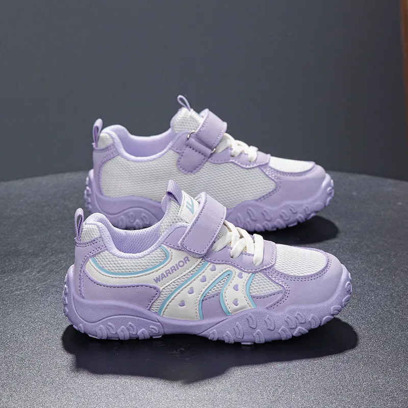 Детские повседневные кроссовки из синтетической кожи Beige Purple WARRIOR — фото 4