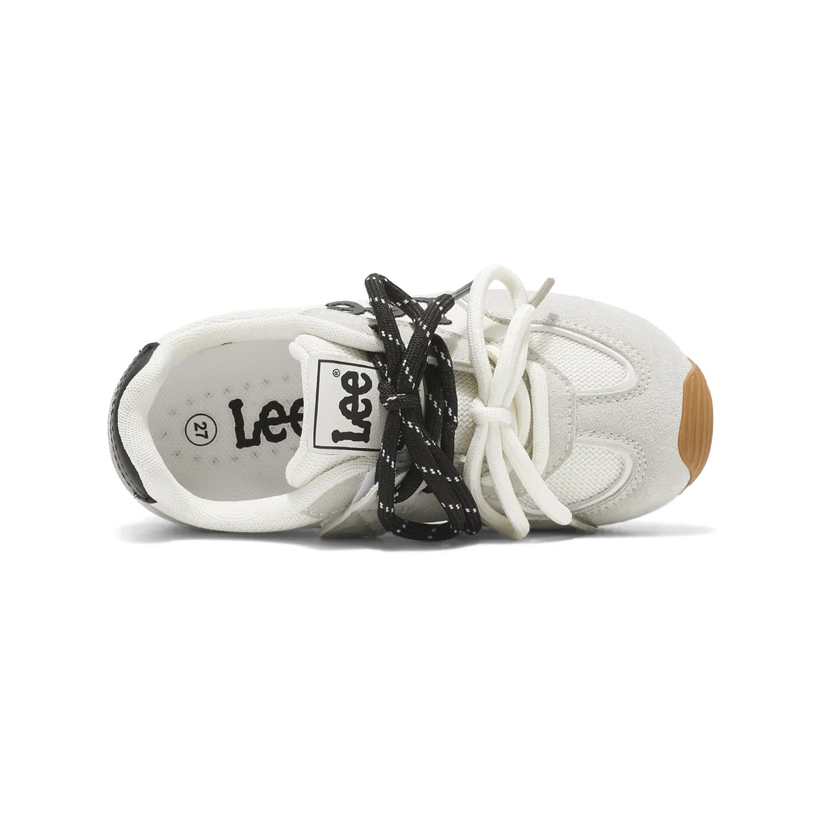 Детские кроссовки с замшей и сеткой Suede Mesh Low top Running Shoes Lee, White Black — фото 4