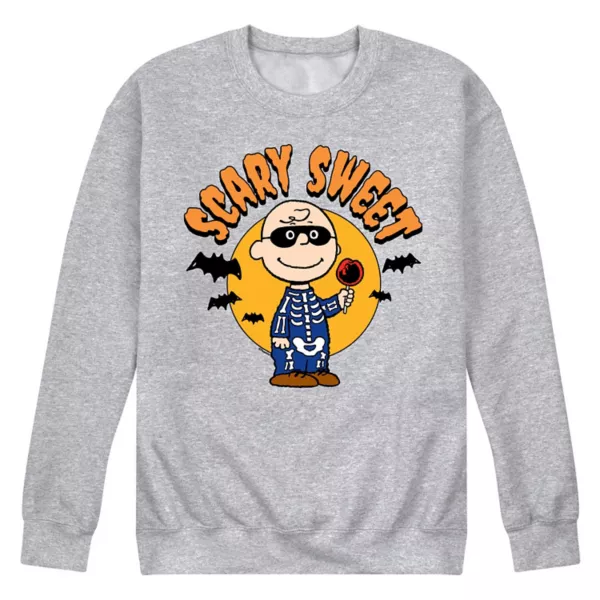

Мужская футболка с длинным рукавом и принтом «Charlie Brown Scary Sweet» Licensed Character, серый