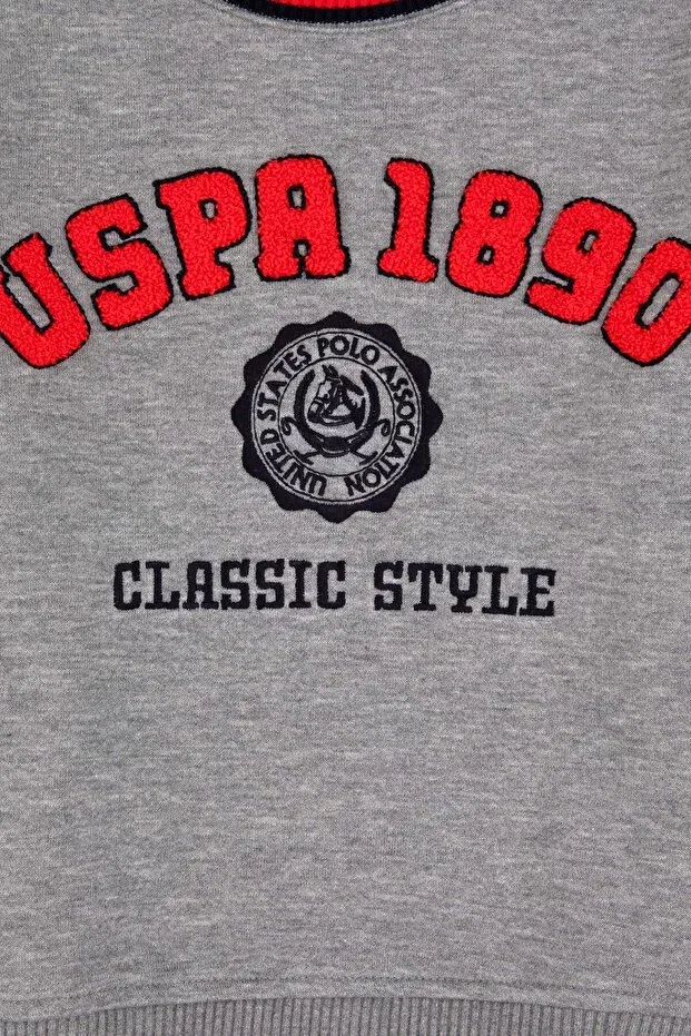 Детские свитшот для мальчиков с круглым вырезом U.S. Polo Assn., Gray Melange — фото 3