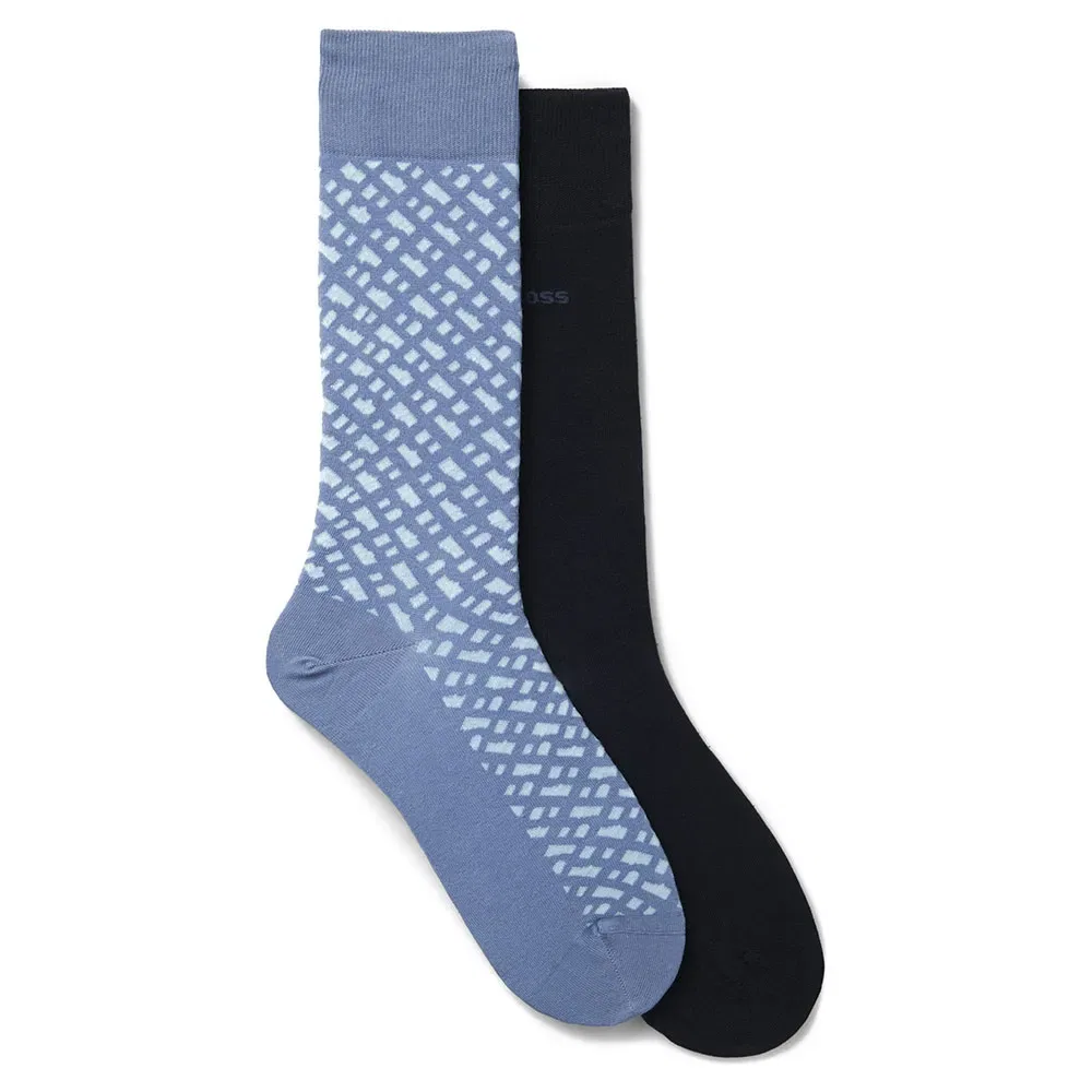 Носки хлопковые BOSS Rs Monogram Cc 2 пары, синий