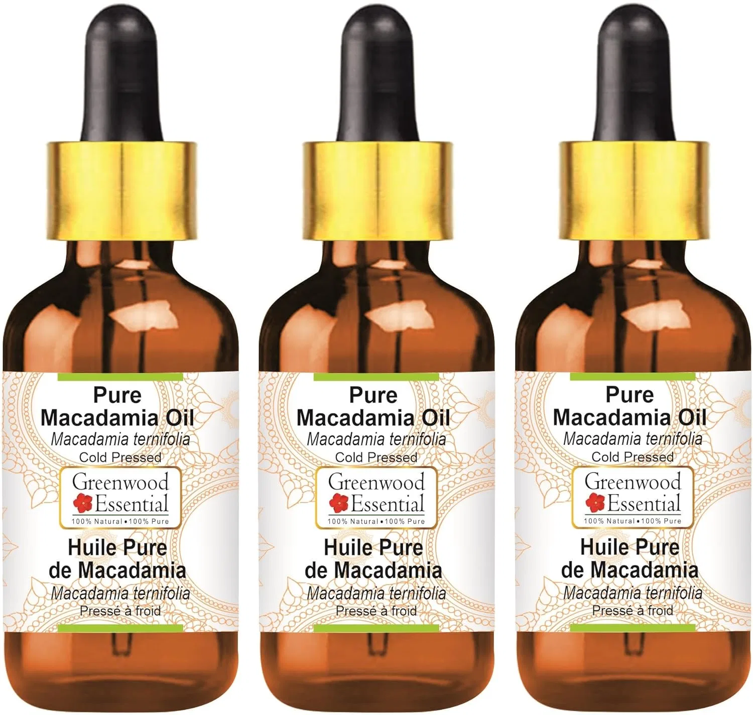 Масло для тела Macadamia Oil, Greenwood Essential, 3х100мл