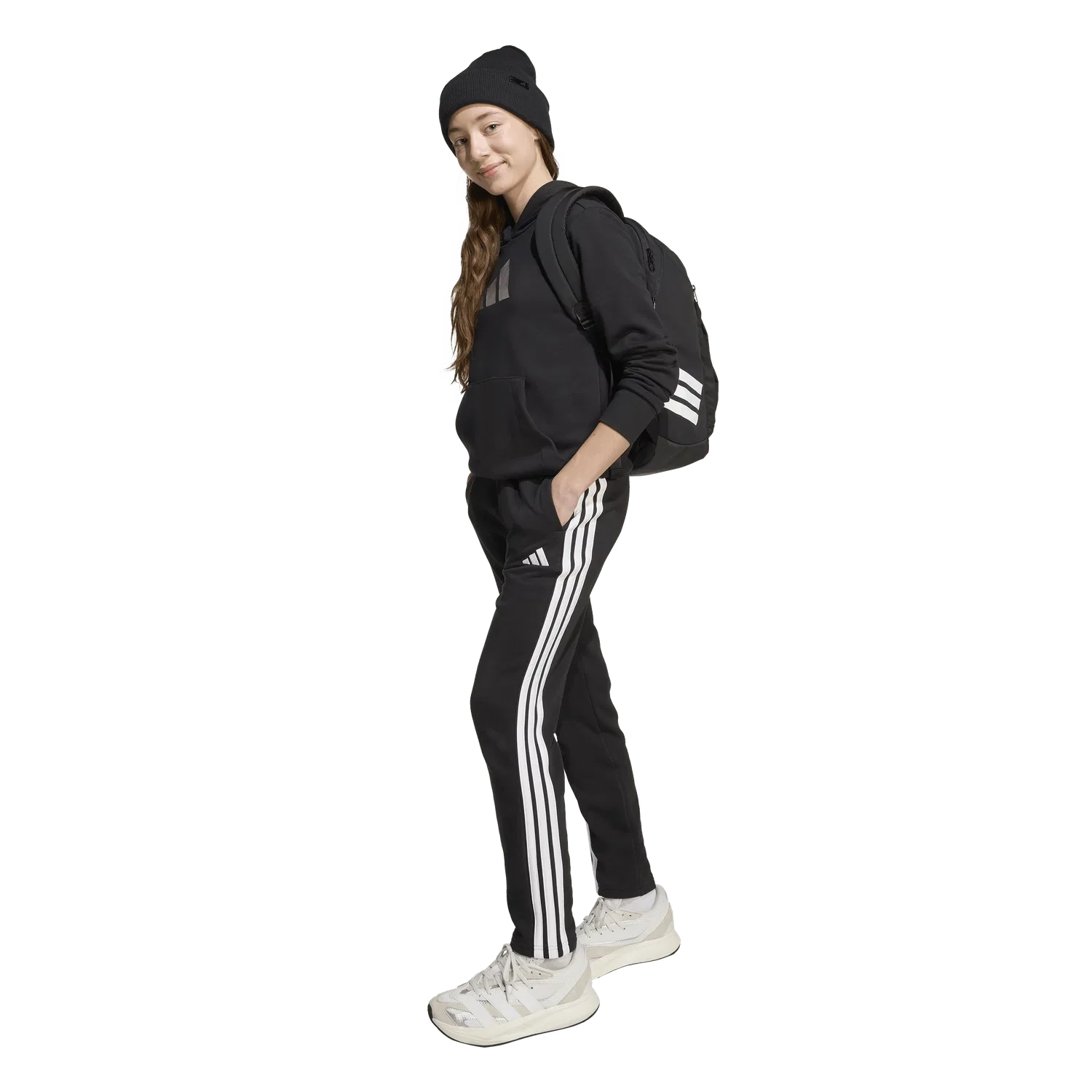 Детское худи с капюшоном Adidas, черный — фото 4